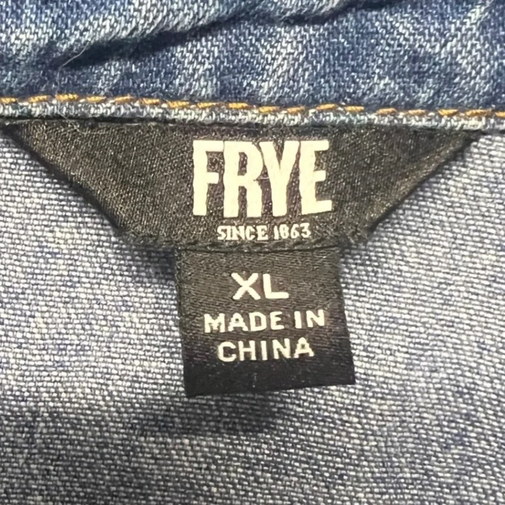 Frye Womens XL Blue Denim Long Sleeve Button Front Shirt Dress 100% Cotton - Picture 3 of 6